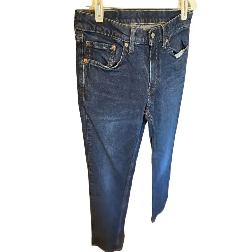 Levis Men's Blue Mid Rise Full Length Dark Wash Slim Fit Denim Jeans Size 31x32